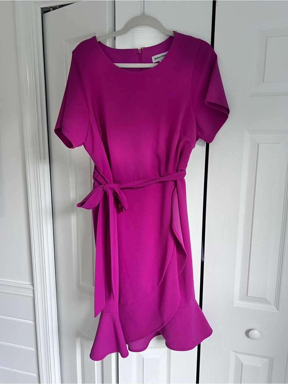 Shelby & Palmer Fuchsia Tie-Waist Midi Dress